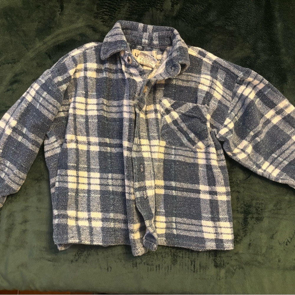 Blue and White Plaid Button-Up Shacket